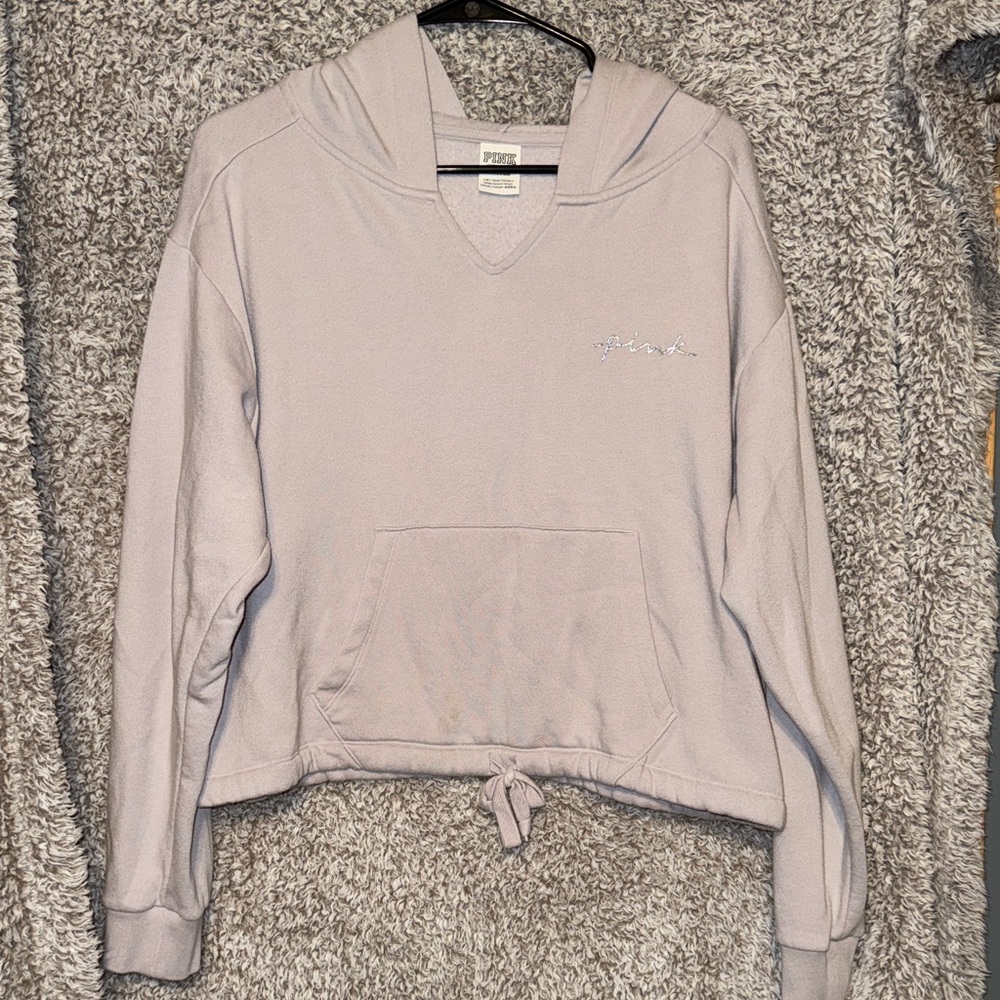 PINK Cropped V-Neck Sweatshirt